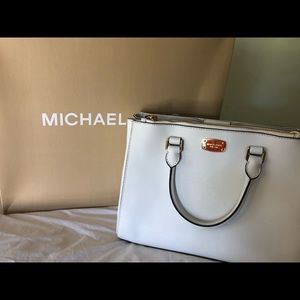 Michael Kors leather optic white tote